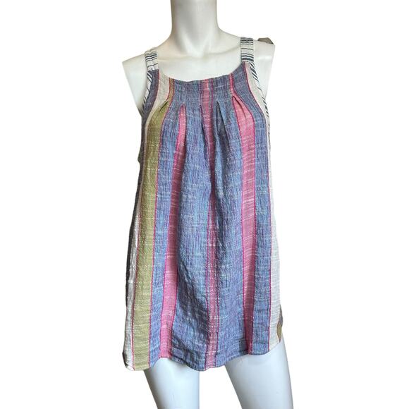 By Anthropologie Cotton Sleeveless Multicolored Textured Blouse sz L - Picture 1 of 10